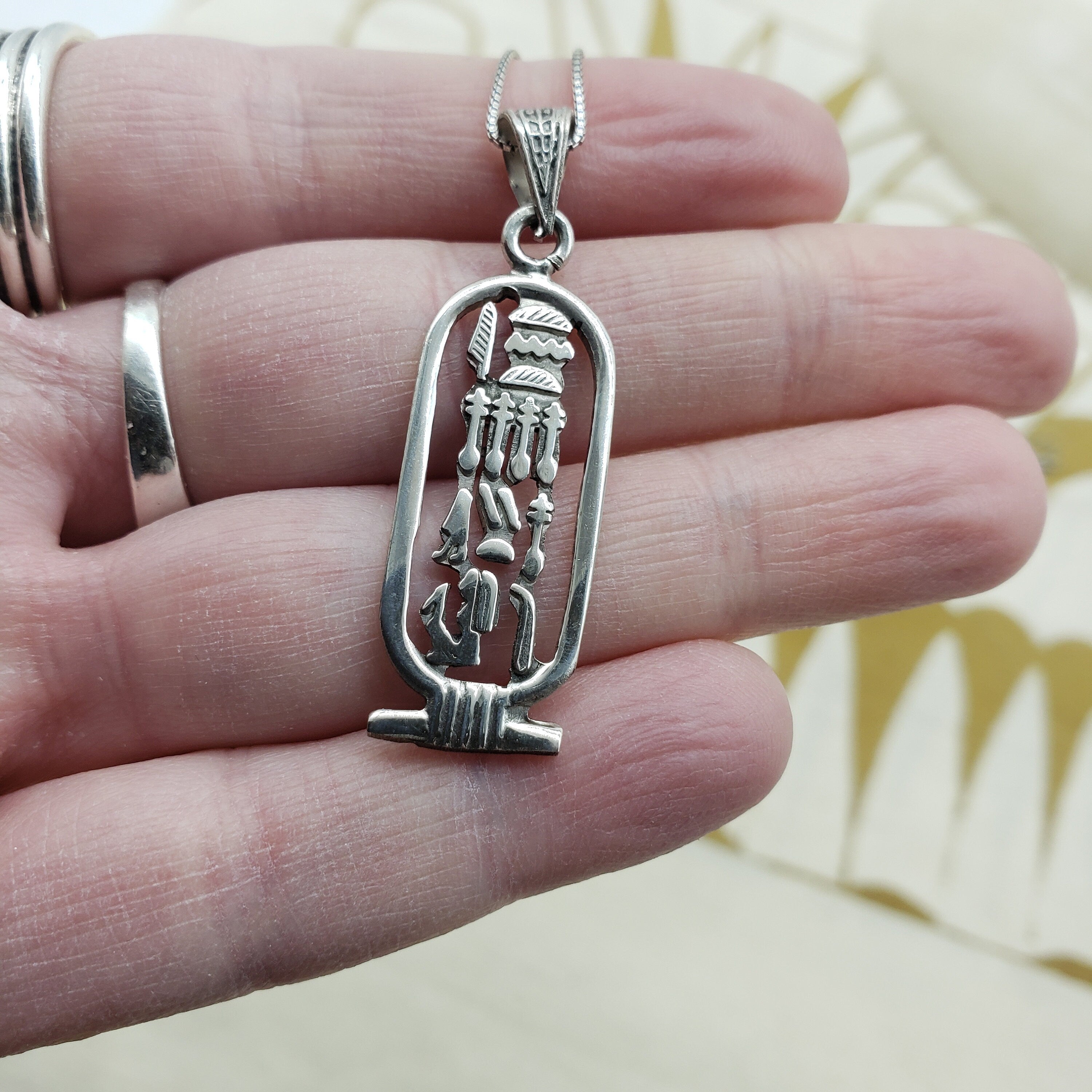 Nefertiti Cartouche Necklace Made in Egypt - Ancient Egypt Queen Nefertiti Pendant- Egyptian Silver