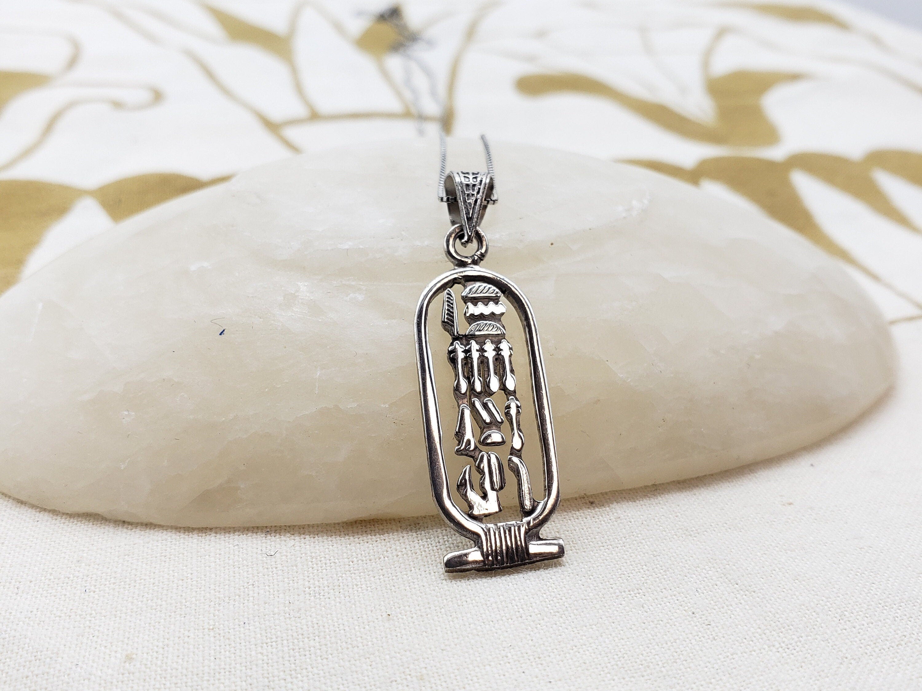 Nefertiti Cartouche Necklace Made in Egypt - Ancient Egypt Queen Nefertiti Pendant- Egyptian Silver