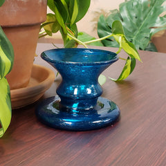 Ägyptischer Kerzenhalter aus Glas, Blasenvase – mundgeblasenes Blasenglas, transparentes Aquamarin – Hergestellt in Ägypten – EINS pro Bestellung