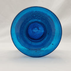 Ägyptischer Kerzenhalter aus Glas, Blasenvase – mundgeblasenes Blasenglas, transparentes Aquamarin – Hergestellt in Ägypten – EINS pro Bestellung