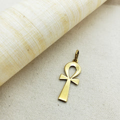 Halskette mit ägyptischem Ankh-Anhänger, vergoldet, hergestellt in Ägypten