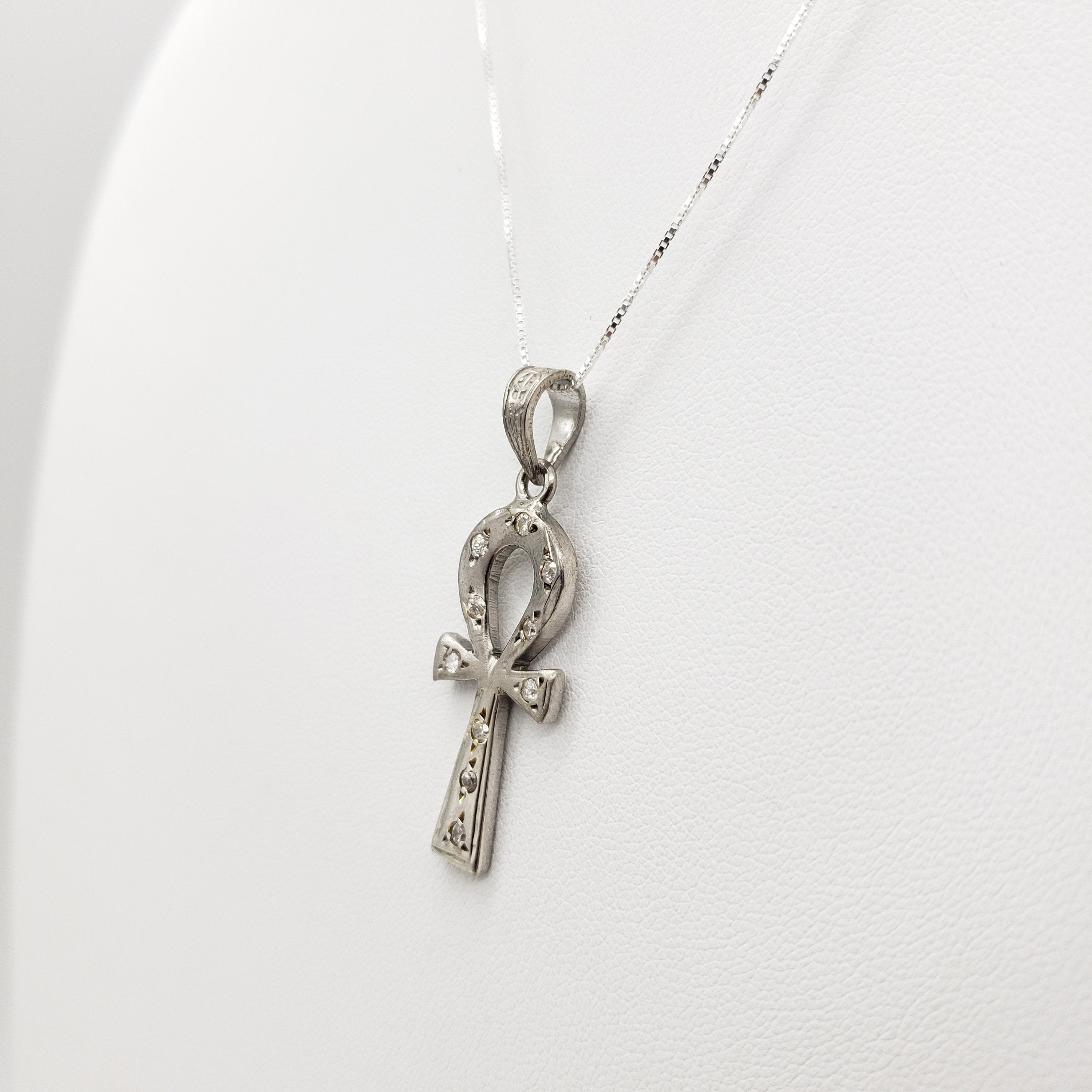 Egyptian Ankh Pendant Necklace with Rhinestones - Made in Egypt