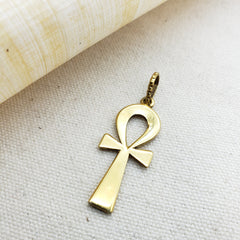 Halskette mit ägyptischem Ankh-Anhänger, vergoldet, hergestellt in Ägypten