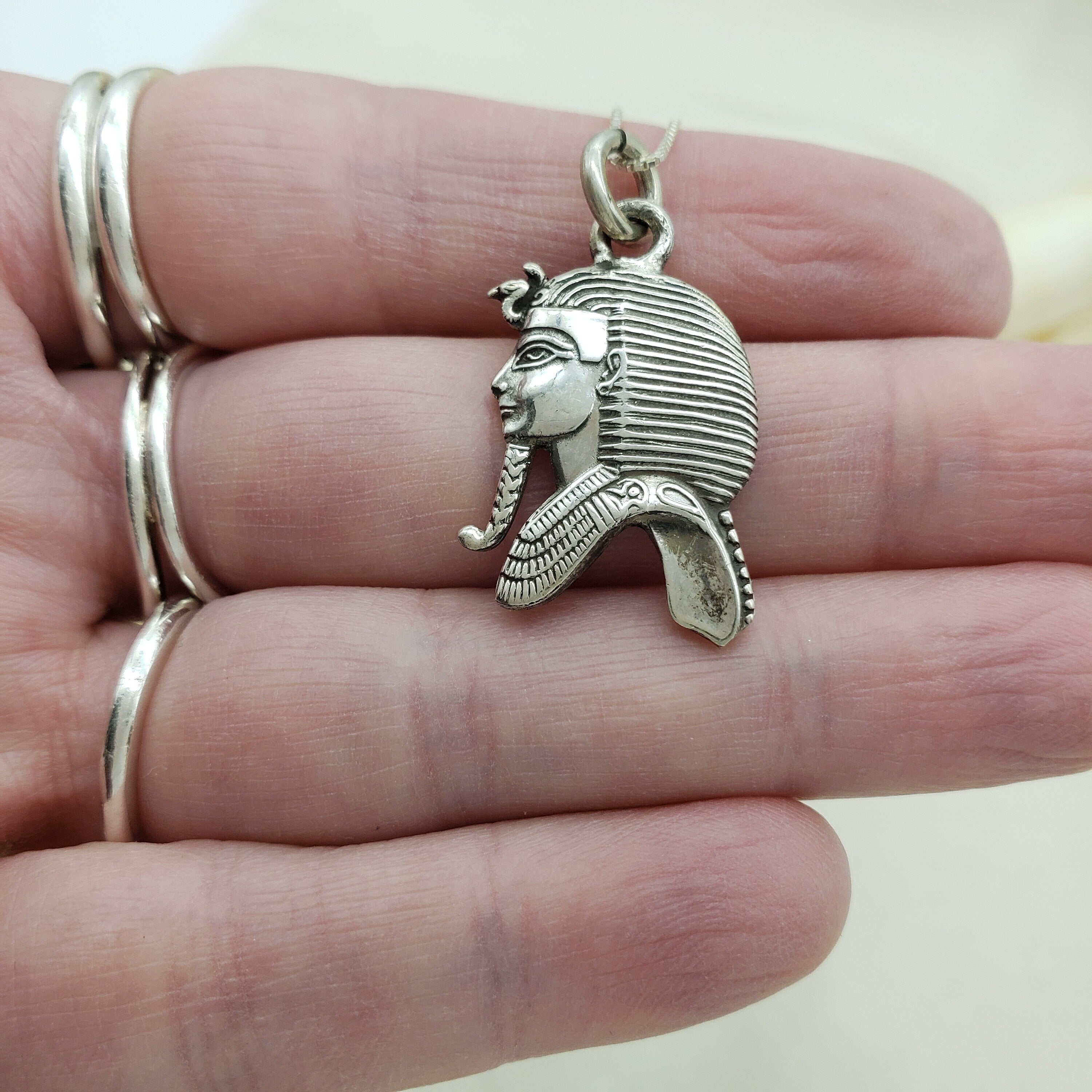 Egyptian Silver King Tut Necklace- Made in Egypt