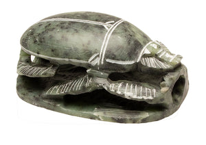 Hand-carved Soapstone Scarab Natural Green - 4"