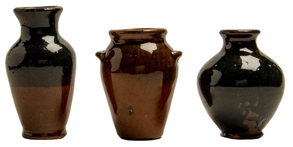 Set of 3 Glazed Vessels - Ass't - 3