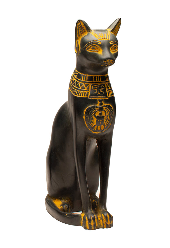 Fine Bastet Cat Statue - Antique Gold - 6 – Discoveries Egyptian Imports
