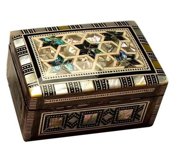 EGYPTIAN WOODEN JEWELRY BOX WITH 