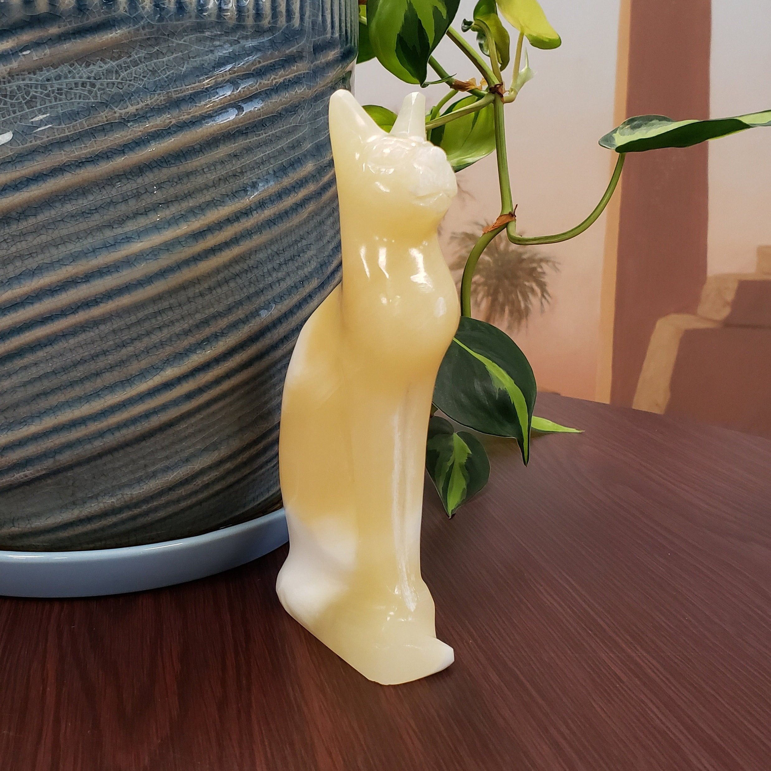 Bastet Cat Alabaster Statue - Made In Egypt