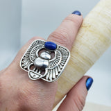 Egyptian Scarab Statement Ring - Sterling Silver - Adjustable - Made in Egypt